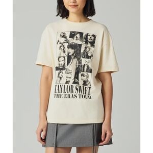 Taylor Swift The Eras Tour Through LA Beige Short Sleeve T Shirt Size Large